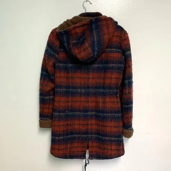Urban Outfitters Staring at Stars Plaid Sherpa Hooded Button Up Jacket Size Sm - Picture 8 of 9